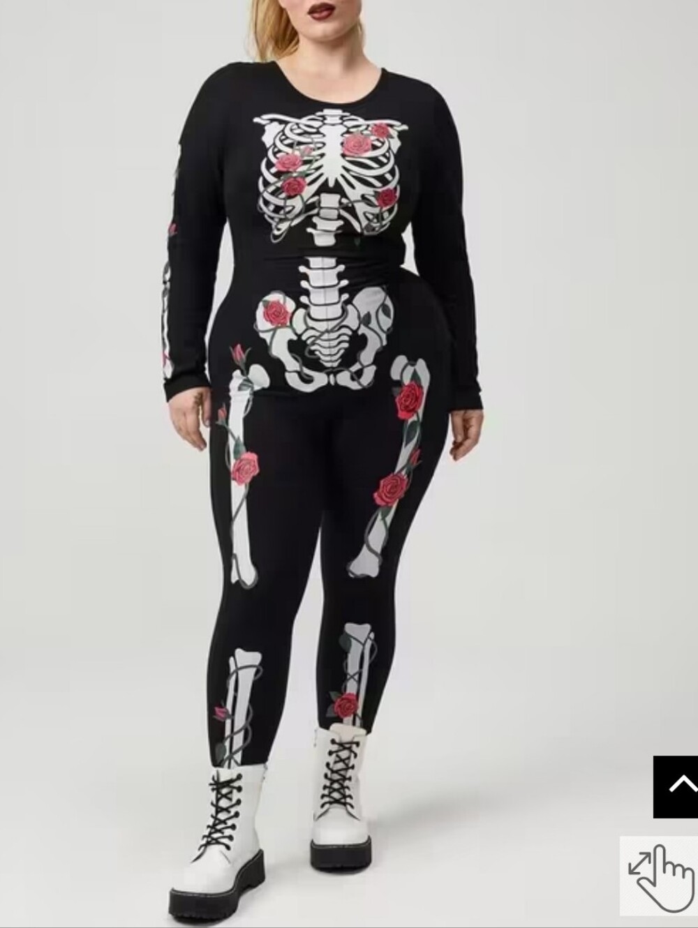 🆕️4X TORRID LONG SLEEVE SKELETON BODYSUIT WITH ROSE DETAILS - HALLOWEEN
